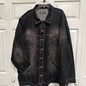 NOS Y2K Pelle Pelle Black Denim Jacket for Men 4X Vintage